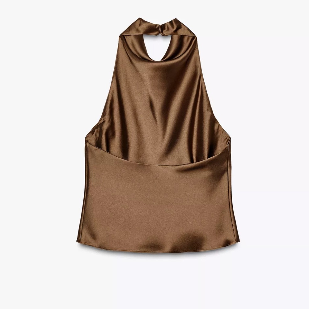 Zara brown halter top‎ satin - Picture 5 of 5